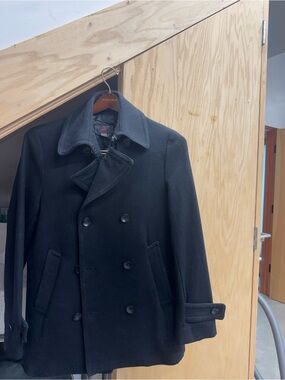 Orage Black Double-Breasted Pea Coat